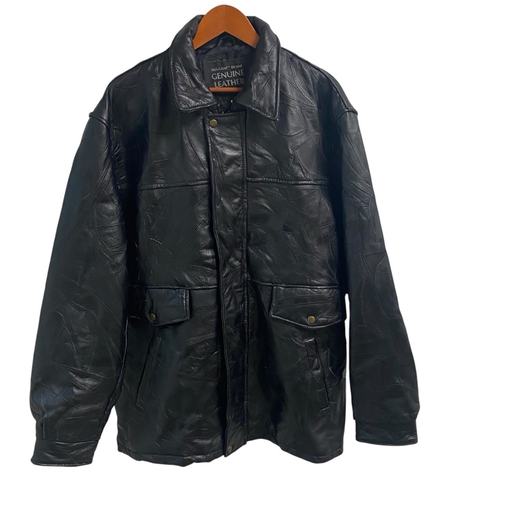 Maxam‎ Brand Black Men's Top Grain Lamb Skin Heavy Jacket Pockets 2X